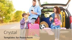  Presentation with young children - Amazing PPT layouts having young family with children near car outdoors backdrop and a lemonade colored foreground