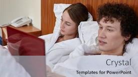  Presentation with work family - Beautiful PPT theme featuring young-family-with-laptop backdrop and a lemonade colored foreground