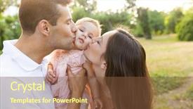  Presentation with baby girl - Presentation having young family with little baby background and a  colored foreground