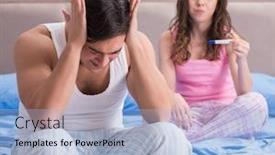  Presentation with pregnancy - Presentation featuring young-family-with-pregnancy-test background and a light blue colored foreground