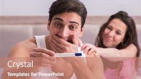  Presentation with pregnancy - Beautiful PPT layouts featuring young-family-with-pregnancy-test backdrop and a coral colored foreground