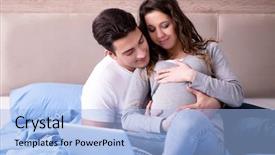  Presentation with wife - Theme consisting of young family with pregnant wife expecting baby in bed background and a light blue colored foreground
