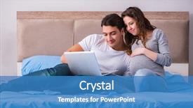  Presentation with interacial pregnant family - PPT theme with young family with pregnant wife background and a teal colored foreground