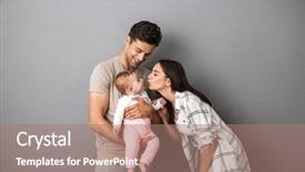  Presentation with happy baby - Slide deck featuring young family with their little background and a coral colored foreground