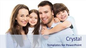  Presentation with firefighter kids - Colorful presentation theme enhanced with young family with two kids backdrop and a sky blue colored foreground