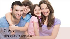  Presentation with kids - Audience pleasing presentation design consisting of young family with two kids backdrop and a coral colored foreground