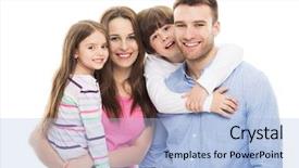  Presentation with kids - Colorful presentation theme enhanced with young family with two kids backdrop and a light blue colored foreground