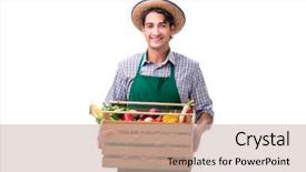  Presentation with fresh water splash green apple isolated white - Amazing slide deck having young farmer with fresh produce backdrop and a soft green colored foreground