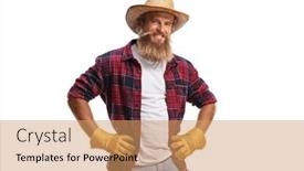  Presentation with straw - Slide deck featuring young-farmer-with-gloves background and a coral colored foreground