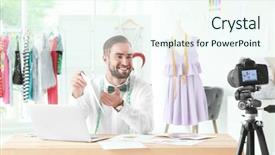  Presentation with wedding video invitation - Colorful theme enhanced with young fashion blogger recording video backdrop and a  colored foreground