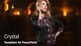  Presentation with dark night - Audience pleasing presentation theme consisting of young-fashion-blonde-woman-calling backdrop and a black colored foreground