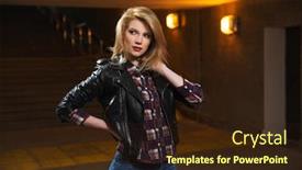  Presentation with blue night - Audience pleasing slide set consisting of young-fashion-blonde-woman-walking backdrop and a wine colored foreground