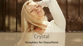  Presentation with long sleeve - Presentation theme consisting of young-fashion-blonde-woman background and a coral colored foreground