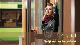  Presentation with black female - Amazing presentation theme having young-fashion-blonde-woman backdrop and a tawny brown colored foreground