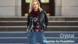  Presentation with fashion handbag - Slide set consisting of young-fashion-blonde-woman background and a ocean colored foreground