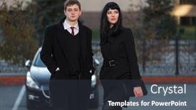  Presentation with black man fashion - Slides having young-fashion-business-couple background and a dark gray colored foreground