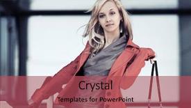  Presentation with windows - PPT theme with young fashion business woman against office windows background and a red colored foreground