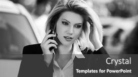  Presentation with black female - Presentation theme having young-fashion-business-woman-calling background and a dark gray colored foreground