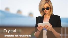  Presentation with black business - Cool new slide set with young-fashion-business-woman-using backdrop and a violet colored foreground