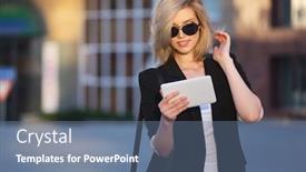  Presentation with black female - Amazing presentation having young-fashion-business-woman-using backdrop and a ocean colored foreground