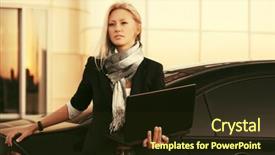  Presentation with car business - Slide deck featuring parking management - young fashion business woman background and a wine colored foreground