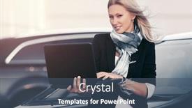  Presentation with car parking - Beautiful theme featuring young fashion business woman with laptop next to her car on parking stylish female model in black jacket and scarf outdoor backdrop and a ocean colored foreground