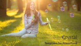  Presentation with springtime - Audience pleasing presentation consisting of young fashion casual woman blow bubbles in sunset in park springtime summertime trendy girl sitting on grass in sunset spring landscape background sun rays summer scene sunlight background backlit backdrop and a gold colored foreground