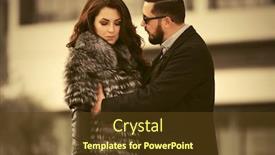  Presentation with black man fashion - PPT theme with young fashion couple in conflict on city street stylish trendy man in classic black coat and woman wearing fox fur jacket background and a tawny brown colored foreground