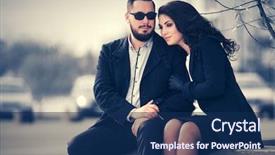  Presentation with big city love - Cool new PPT layouts with young fashion couple in love backdrop and a  colored foreground