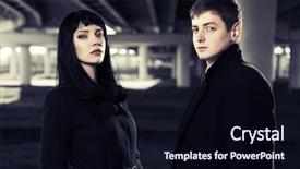  Presentation with road intersection - PPT theme enhanced with young fashion couple under highway background and a wine colored foreground