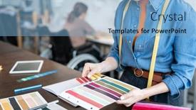  Presentation with fashion - Amazing presentation design having young-fashion-designer-choosing-colors backdrop and a light blue colored foreground