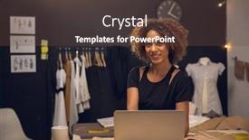  Presentation with fashion - PPT theme consisting of young-fashion-designer-working background and a tawny brown colored foreground