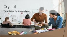  Presentation with fashion - Cool new PPT theme with young-fashion-designers-choosing-colors backdrop and a white colored foreground