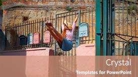  Presentation with abdominal - PPT layouts enhanced with young-fashion-woman-doing-leg background and a coral colored foreground