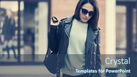  Presentation with fashion handbag - Theme with young-fashion-woman-in-sunglasses background and a ocean colored foreground