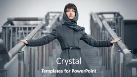  Presentation with railing - Slide deck featuring young-fashion-woman-leaning background and a gray colored foreground