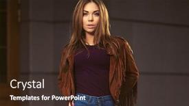  Presentation with brown leather - Cool new slides with young-fashion-woman-walking backdrop and a wine colored foreground