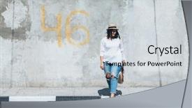  Presentation with plus size fashion model - Beautiful slide deck featuring young fashion woman wearing ripped backdrop and a light gray colored foreground