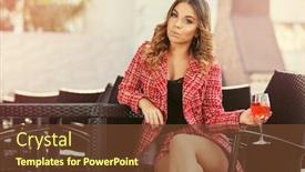  Presentation with wine - Beautiful PPT layouts featuring young-fashion-woman-with-glass backdrop and a tawny brown colored foreground