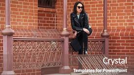  Presentation with fashion handbag - Presentation theme featuring young fashion woman with handbag background and a  colored foreground