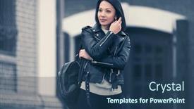  Presentation with fashion handbag - Amazing presentation design having young-fashion-woman-with-handbag backdrop and a ocean colored foreground
