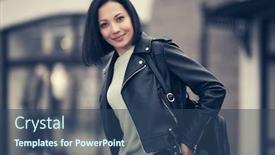  Presentation with fashion handbag - Cool new slides with young-fashion-woman-with-handbag backdrop and a ocean colored foreground