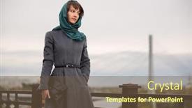  Presentation with fashion handbag - PPT layouts consisting of young-fashion-woman-with-handbag background and a tawny brown colored foreground