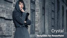  Presentation with fashion handbag - Audience pleasing PPT layouts consisting of young-fashion-woman-with-handbag backdrop and a dark gray colored foreground