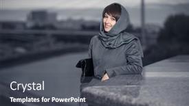  Presentation with fashion handbag - Slide set featuring young-fashion-woman-with-handbag background and a dark gray colored foreground