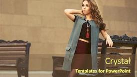  Presentation with fashion - Colorful PPT theme enhanced with young-fashion-woman-with-long backdrop and a tawny brown colored foreground
