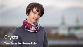  Presentation with city street - PPT layouts with young-fashion-woman-with-pixie background and a dark gray colored foreground