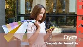  Presentation with fashion - Audience pleasing theme consisting of young fashion woman with shopping backdrop and a coral colored foreground