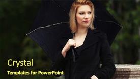  Presentation with black female - Beautiful slide deck featuring young-fashion-woman-with-umbrella backdrop and a wine colored foreground