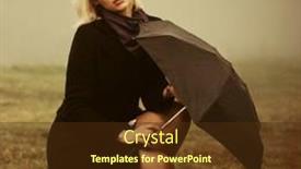  Presentation with black female - Colorful presentation theme enhanced with young-fashion-woman-with-umbrella backdrop and a tawny brown colored foreground